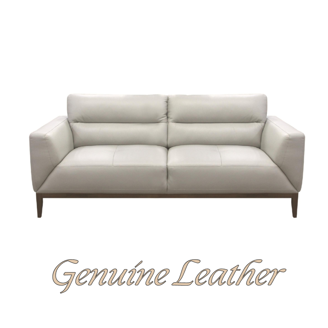 Downy  Genuine Leather Sofa 3 Seater Upholstered Lounge Couch - Silver