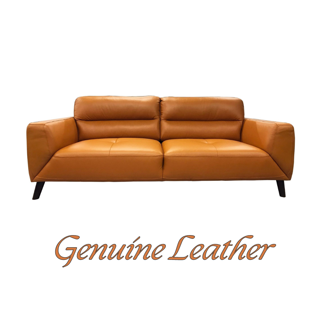 Downy  Genuine Leather Sofa 3 Seater Upholstered Lounge Couch - Tangerine