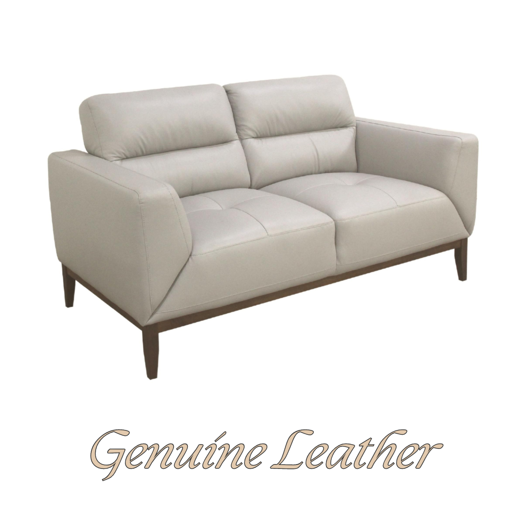 Downy  Genuine Leather Sofa 2 Seater Upholstered Lounge Couch - Silver