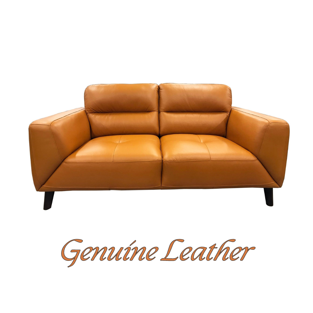 Downy  Genuine Leather Sofa 2 Seater Upholstered Lounge Couch - Tangerine