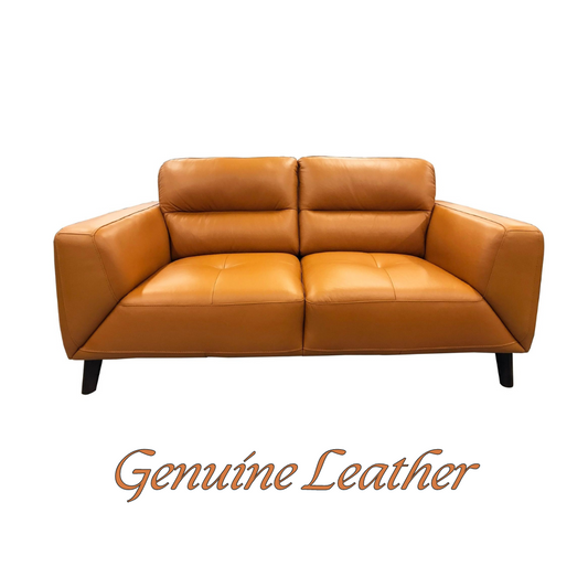 Downy  Genuine Leather Sofa 2 Seater Upholstered Lounge Couch - Tangerine