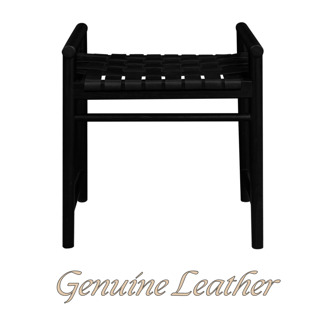 Elliot Single Seater Bench with Genuine Leather (Black)