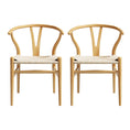 Load image into Gallery viewer, 1 Set of 2 Artiss Dining Chairs Wooden Rattan Seat Wishbone Back

