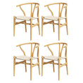 Load image into Gallery viewer, 1 Set of 4 Artiss Dining Chairs Wooden Rattan Seat Wishbone Back
