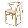 Load image into Gallery viewer, 1 Set of 4 Artiss Dining Chairs Wooden Rattan Seat Wishbone Back
