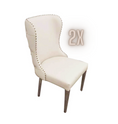 Load image into Gallery viewer, 2X Studded Dining Chairs PU Beige & Silver Frame
