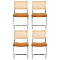 Load image into Gallery viewer, Artiss Dining Chairs Set of 4 PU Leather Rattan Cantilever Brown
