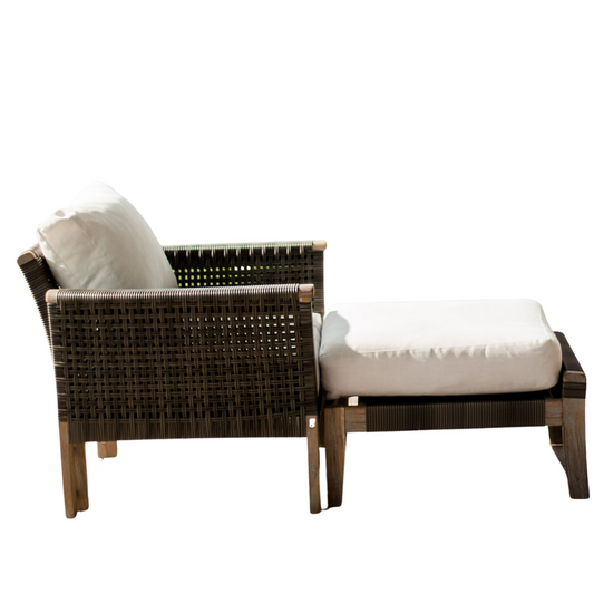 2 piece set Indoor Outdoor Armchairs Ottoman Wicker Rattan Woven