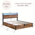 Load image into Gallery viewer, Gas Lift Bed Frame with Storage, Double Size Wooden Slats Platform Bed Frame with LED Lights and Charging Station, No Box Spring Needed, Noise Free, Rustic Brown

