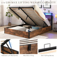 Load image into Gallery viewer, Gas Lift Bed Frame with Storage, Double Size Wooden Slats Platform Bed Frame with LED Lights and Charging Station, No Box Spring Needed, Noise Free, Rustic Brown
