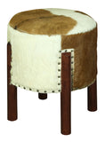 Load image into Gallery viewer, Heritage Genuine Goat Hide Ottoman/Footstool

