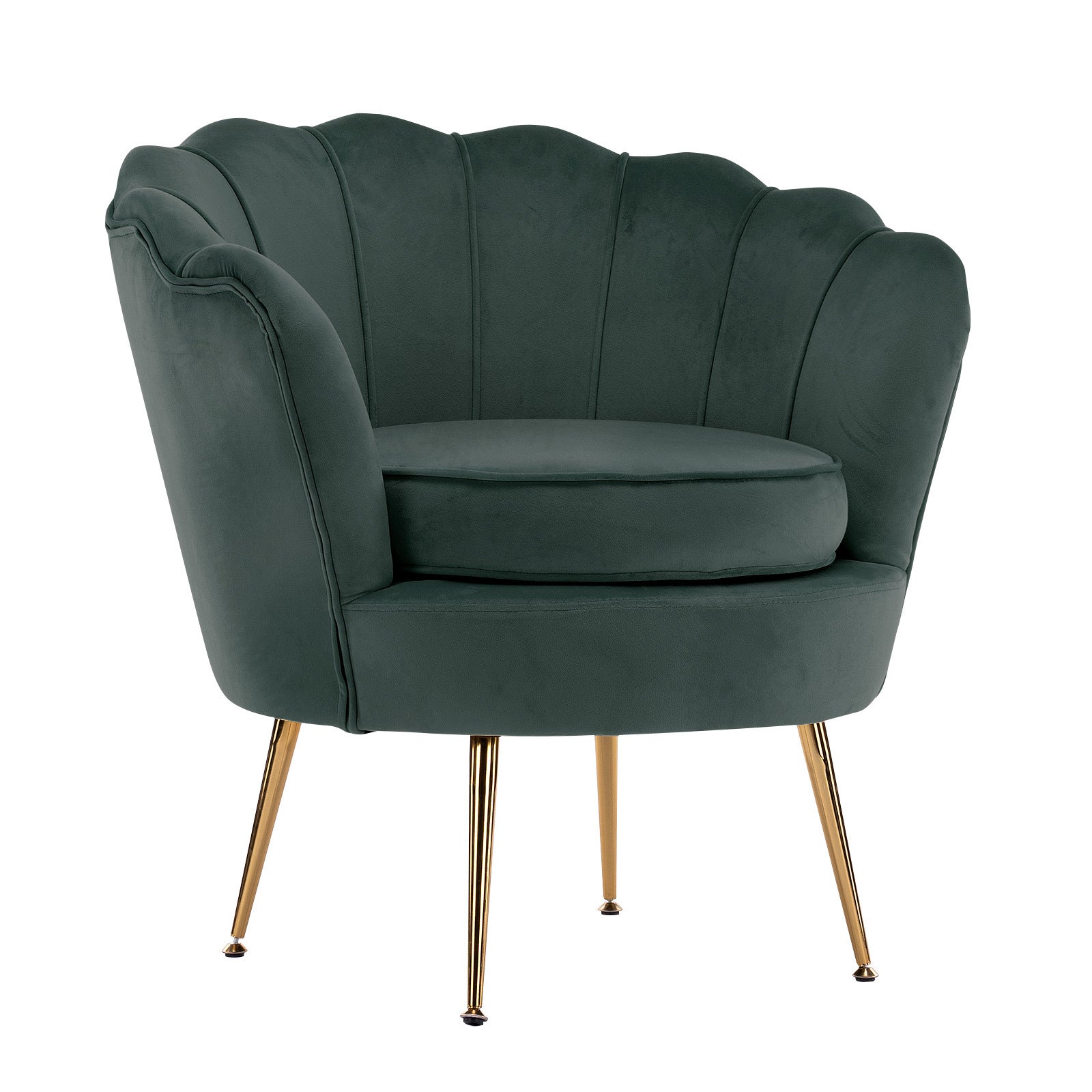 Armchair Padded Lounge Chair Accent Velvet Shell Scallop GREEN