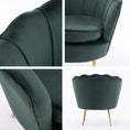 Load image into Gallery viewer, Armchair Padded Lounge Chair Accent Velvet Shell Scallop GREEN
