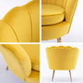 Load image into Gallery viewer, Armchair Padded Lounge Chair Accent Velvet Shell Scallop YELLOW
