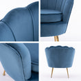 Load image into Gallery viewer, Armchair Lounge Chair Accent Velvet Shell Scallop + Ottoman Footstool Round NAVY BLUE
