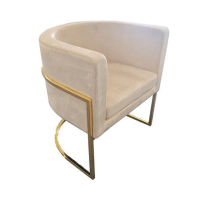 Armchair Lounge Upholstered Accent Chair Couch Seat Sofa Bedroom Seater Tub Dining Beige with Gold