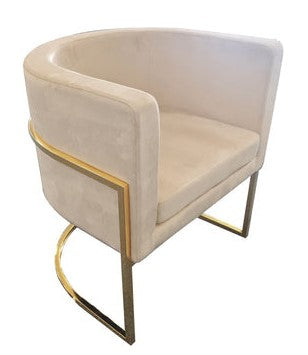 Armchair Lounge Upholstered Accent Chair Couch Seat Sofa Bedroom Seater Tub Dining Beige with Gold
