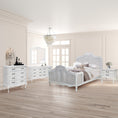 Load image into Gallery viewer, Alice Queen Size Bed Frame Rattan Timber Wood Mattress Base Distressed White
