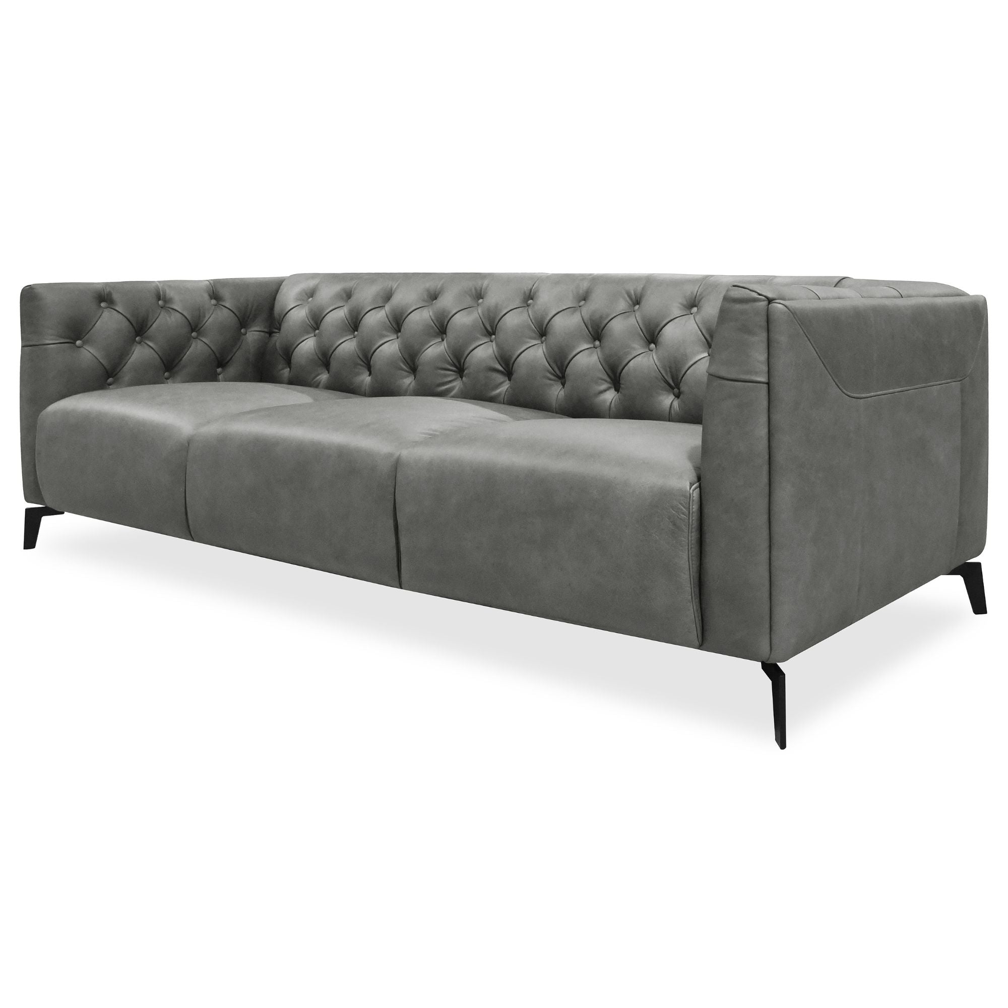 Luxe Genuine Forli Leather Sofa 3.5 Seater Upholstered Lounge Couch - Dark Grey