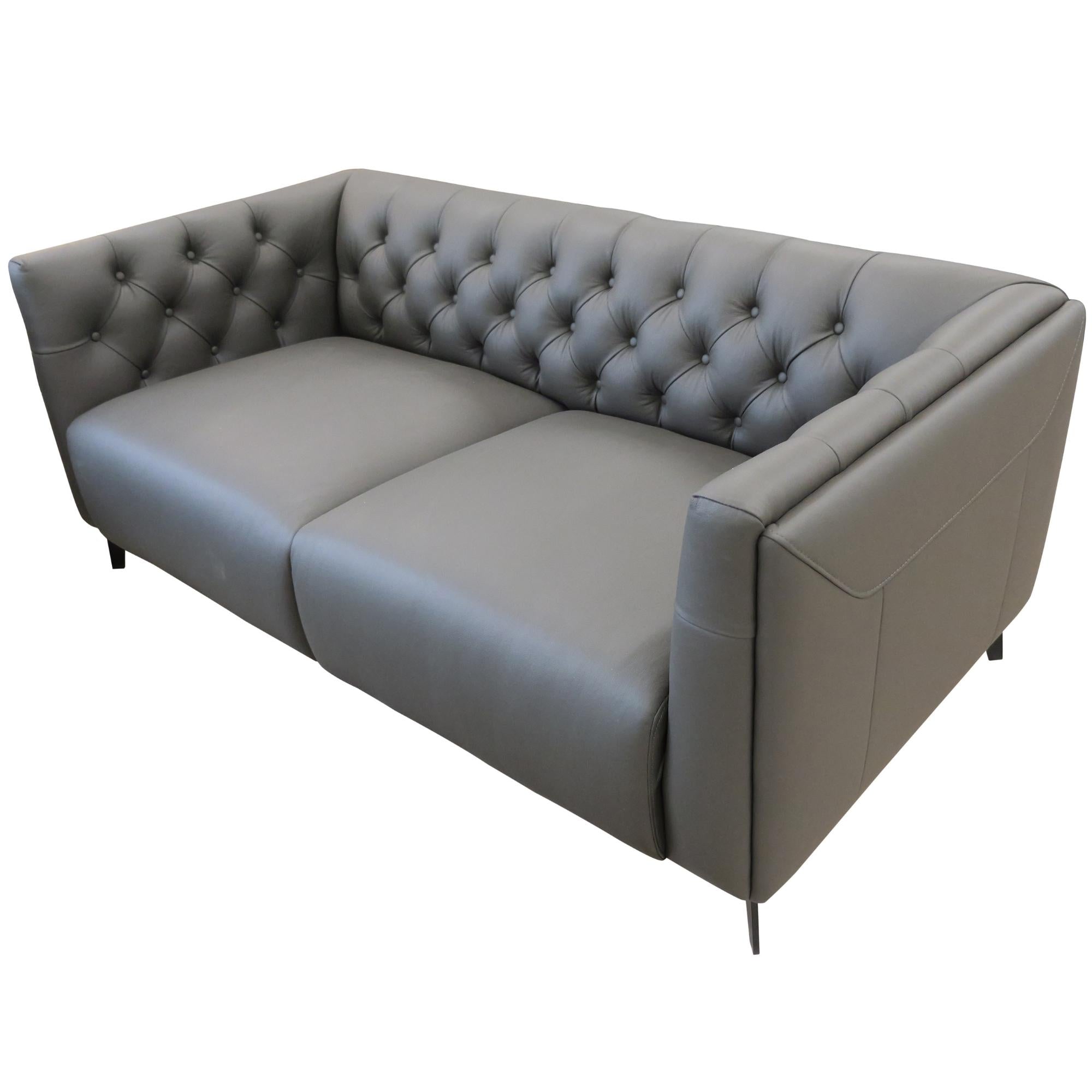 Luxe Genuine Forli Leather Sofa 2.5 Seater Upholstered Lounge Couch - Dark Grey