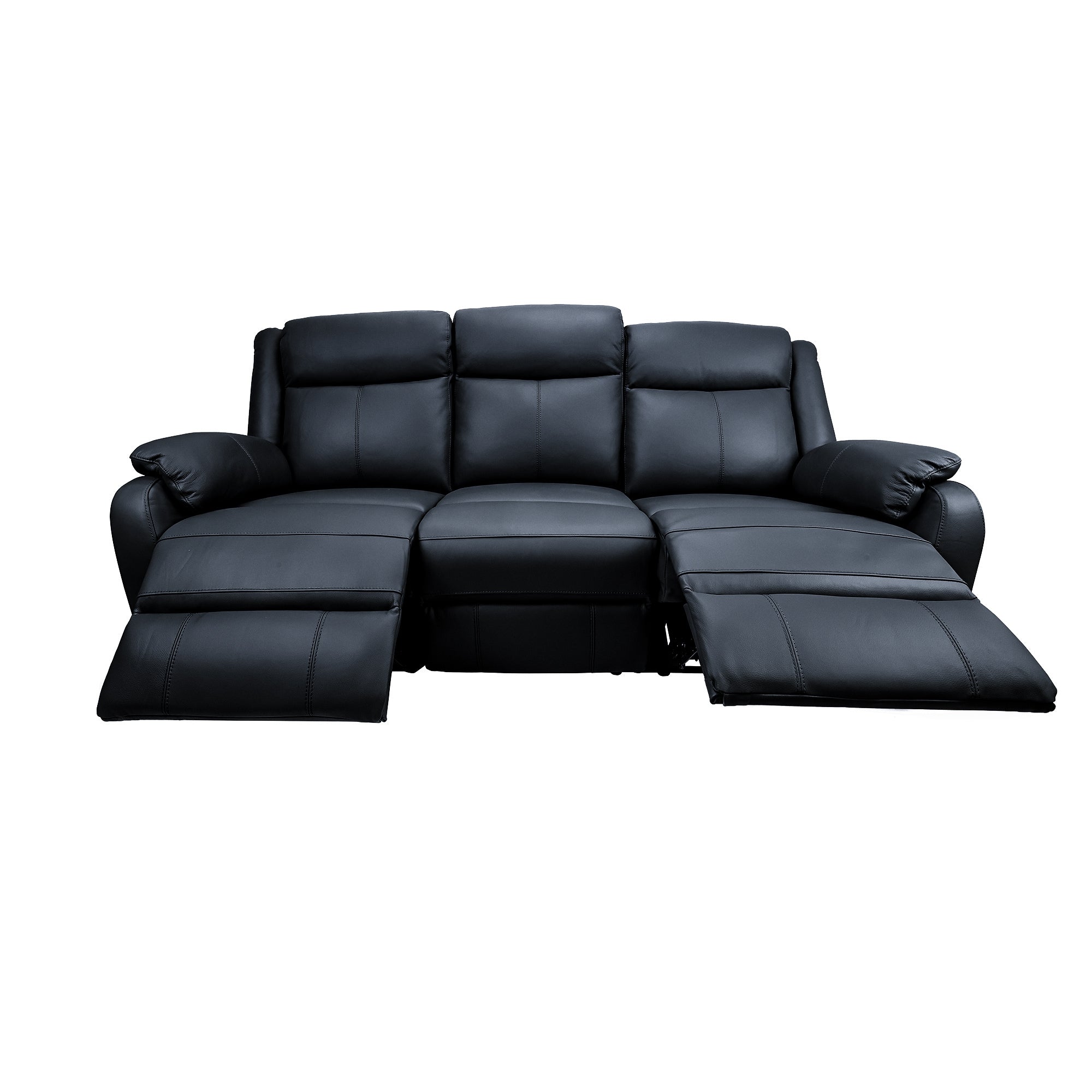 Bella 3 Seater Electric Recliner Genuine Leather Upholstered Lounge - Black
