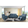Load image into Gallery viewer, Bella 3 Seater Electric Recliner Genuine Leather Upholstered Lounge - Blue
