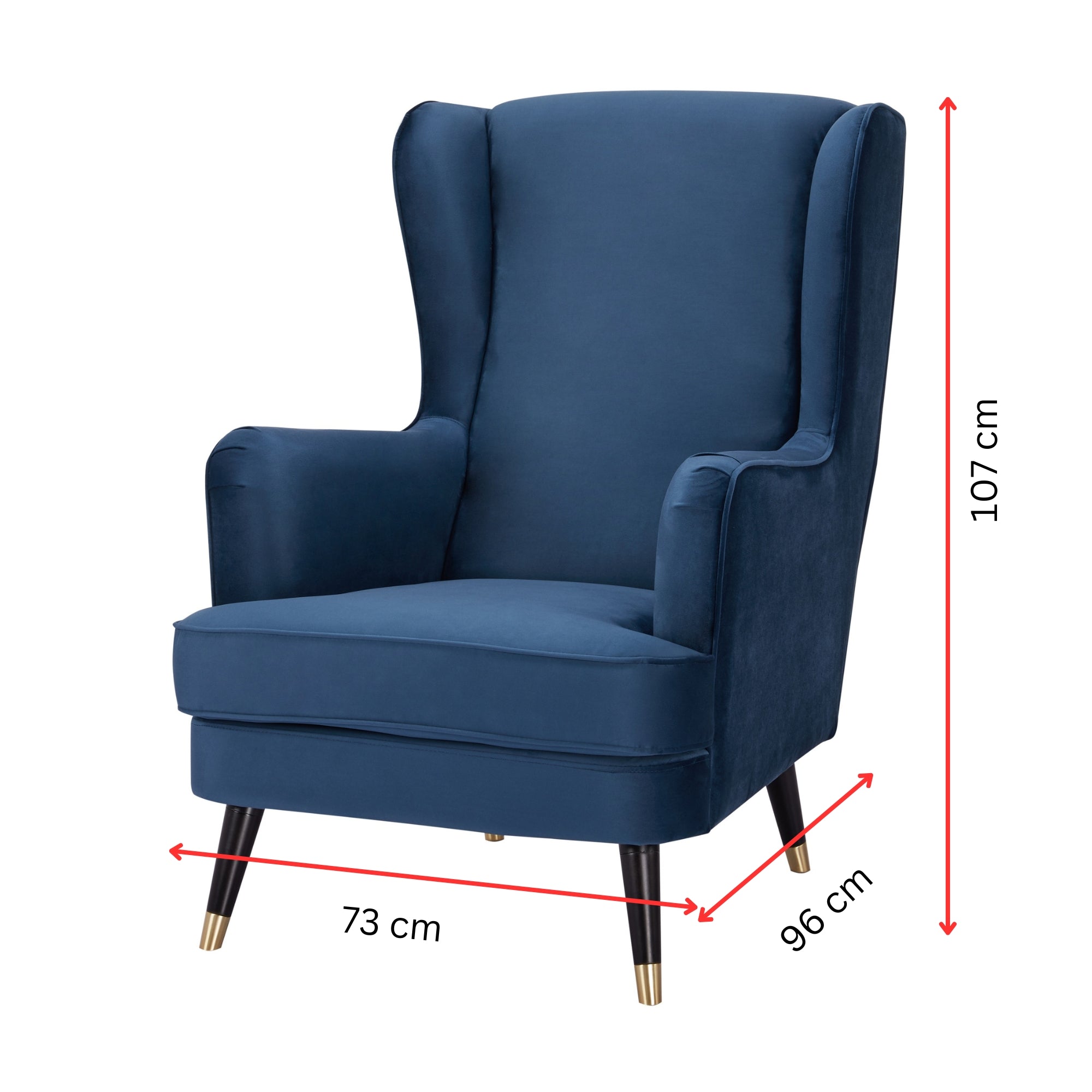 Vivian Accent Sofa Arm Chair Fabric Uplholstered Lounge Couch - Navy