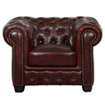 Load image into Gallery viewer, Max Chesterfield Armchair Single Seater Sofa Genuine Leather Antique Red
