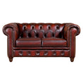 Load image into Gallery viewer, Max Chesterfield 2 Seater Sofa Lounge Genuine Leather Antique Red
