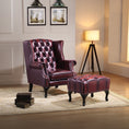 Load image into Gallery viewer, Max Chesterfield Winged Armchair Single Seater Sofa Genuine Leather Antique Red
