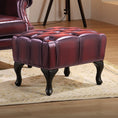 Load image into Gallery viewer, Max Chesterfield Ottoman Footstool Genuine Leather Antique Red
