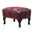 Load image into Gallery viewer, Max Chesterfield Ottoman Footstool Genuine Leather Antique Red
