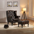 Load image into Gallery viewer, Max Chesterfield Ottoman Footstool Genuine Leather Antique Brown
