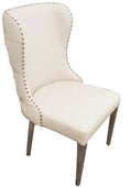 Load image into Gallery viewer, 2X Studded Dining Chairs PU Beige & Silver Frame
