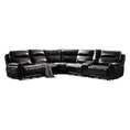 Load image into Gallery viewer, 6 Seater Corner Sofa with Genuine Leather Black Armless Recliners Straight Console Lounge Set for Living Room

