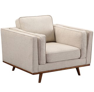 Armchair Lounge Accent Chair Upholstered Couch Sofa Bedroom Seater Beige Beige Wooden Frame