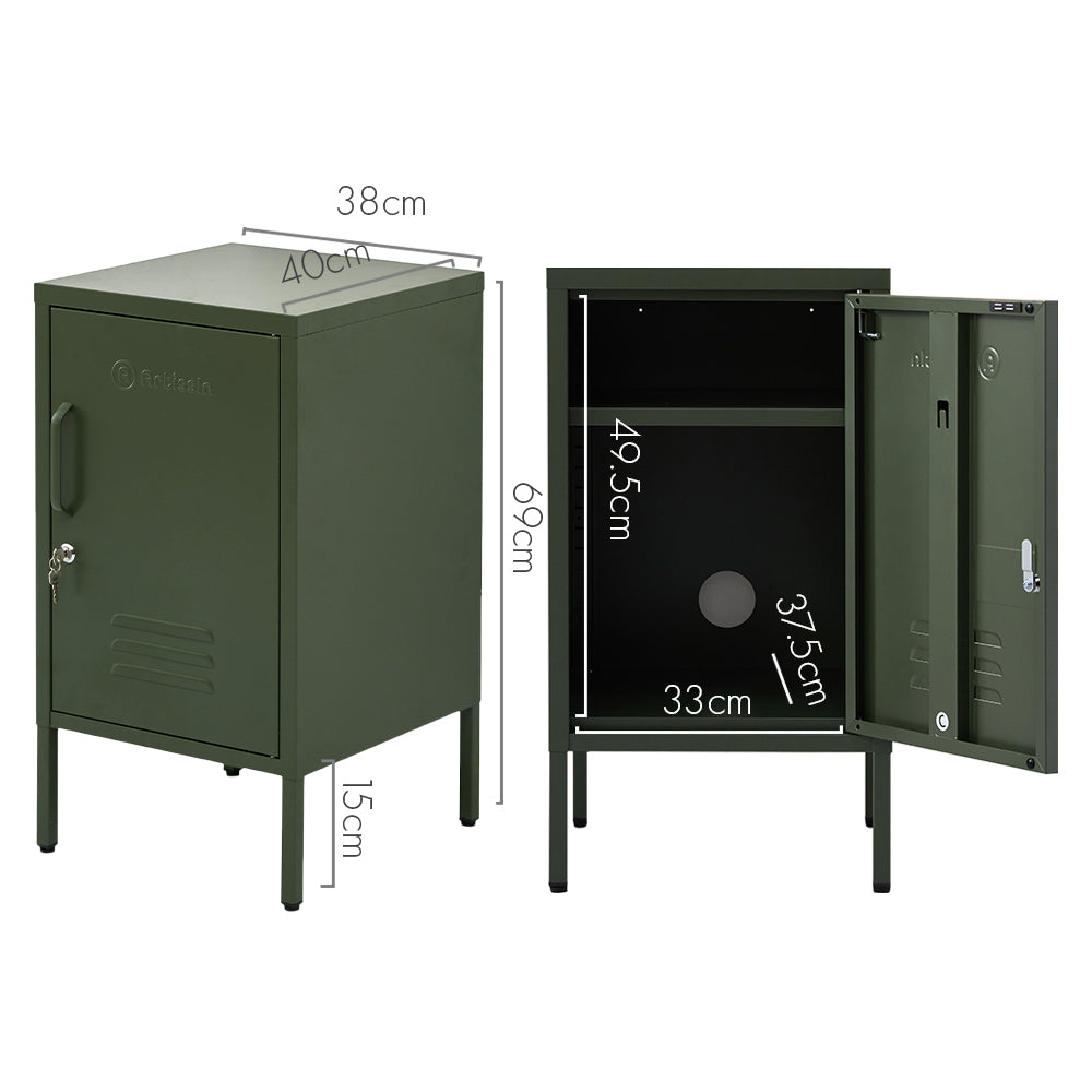 Como Metal Locker Storage Shelf Filing Cabinet Cupboard Bedside Table Green