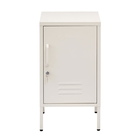 ArtissIn Metal Locker Storage Shelf Filing Cabinet Cupboard Bedside Table White