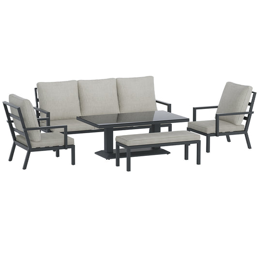 Gardeon 5PCS Outdoor Furniture Setting Table Chair Set Aluminium Sofa 7-Seater