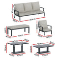 Load image into Gallery viewer, Gardeon 5PCS Outdoor Furniture Setting Table Chair Set Aluminium Sofa 7-Seater
