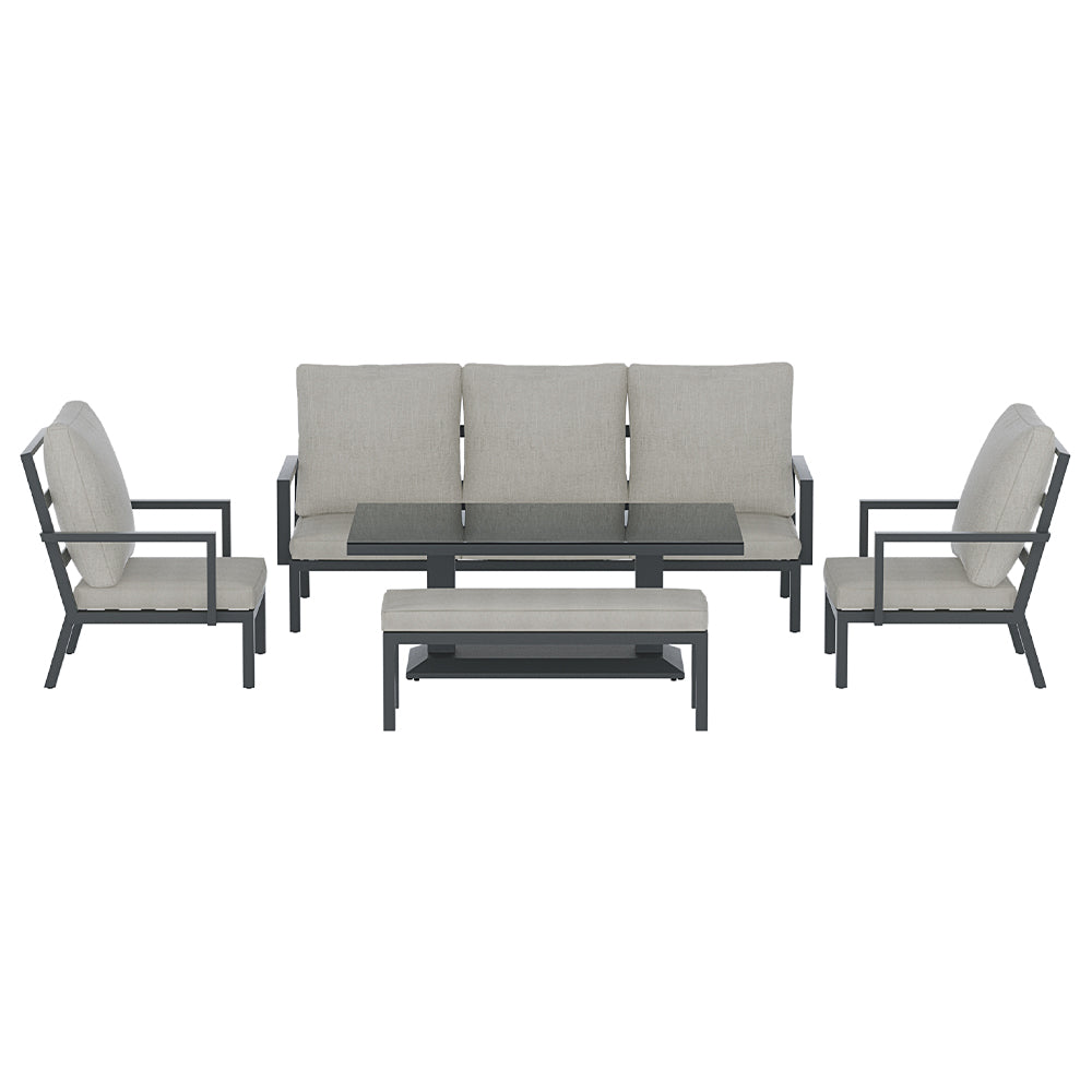 Gardeon 5PCS Outdoor Furniture Setting Table Chair Set Aluminium Sofa 7-Seater