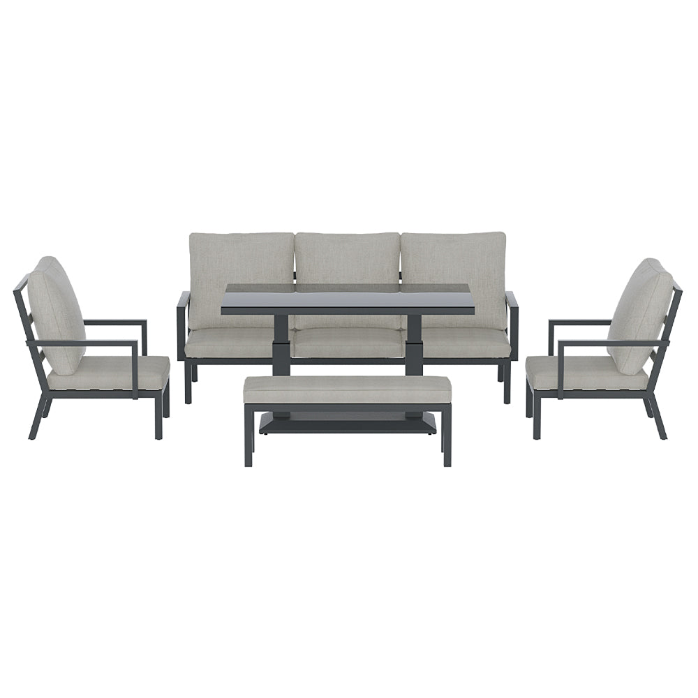 Gardeon 5PCS Outdoor Furniture Setting Table Chair Set Aluminium Sofa 7-Seater