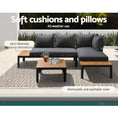 Load image into Gallery viewer, Gardeon Outdoor Sofa Set 4 Seater Corner Modular Lounge Setting Aluminium Black
