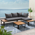 Load image into Gallery viewer, Gardeon Outdoor Sofa Set 4 Seater Corner Modular Lounge Setting Aluminium Black
