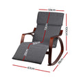 Load image into Gallery viewer, Artiss Fabric Rocking Armchair with Adjustable Footrest - Charcoal
