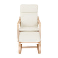 Load image into Gallery viewer, Artiss Wooden Armchair with Foot Stool - Beige

