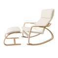 Load image into Gallery viewer, Artiss Wooden Armchair with Foot Stool - Beige
