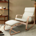 Load image into Gallery viewer, Artiss Wooden Armchair with Foot Stool - Beige
