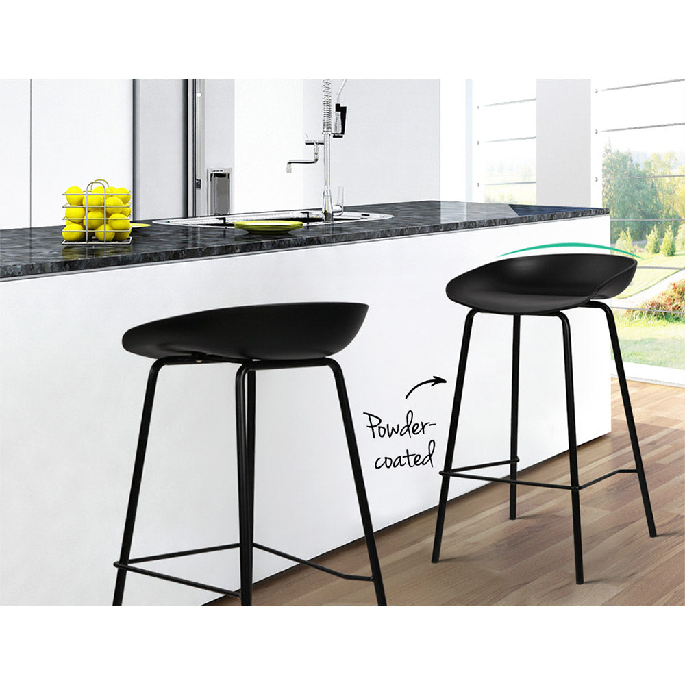 Emily Set of 4 Metal Bar Stools - Black