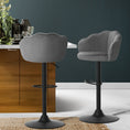 Load image into Gallery viewer, Emily Set of 2 Bar Stools Kitchen Stool Swivel Chair Gas Lift Velvet Chairs Grey Nessah
